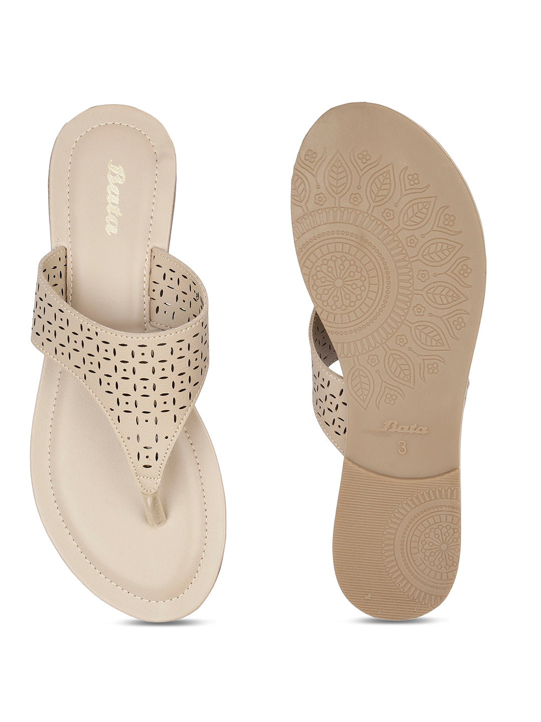 Bata Women's Natural Casual Thong Flats - Natural