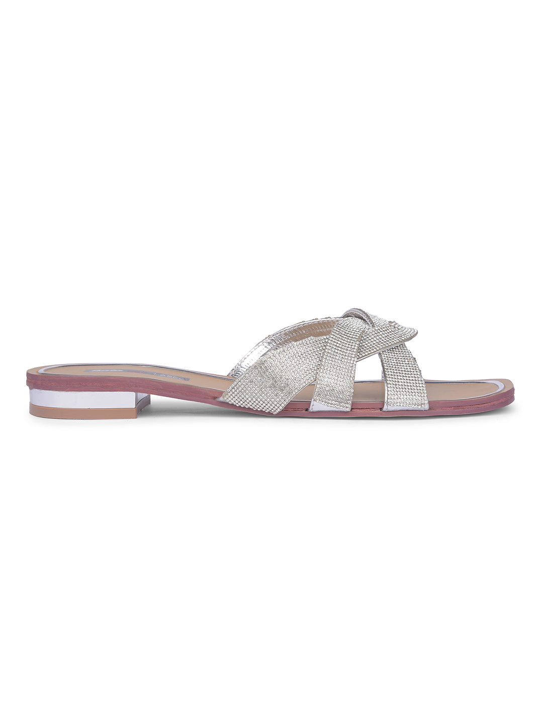 Bata Women Silver Casual Mule Flats - Silver - View 2