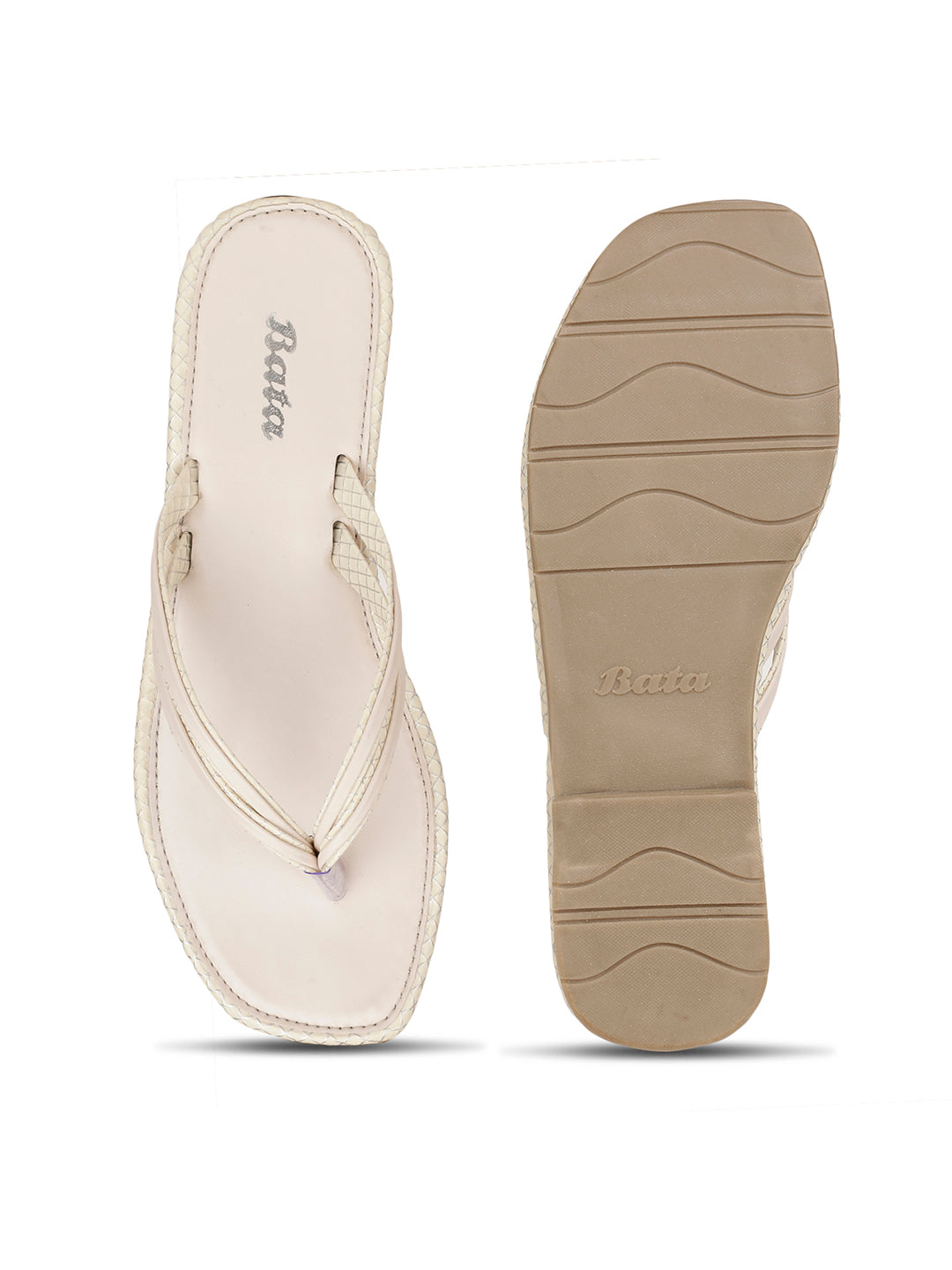 Bata Women Off White Casual Thong Flats - Off White - View 4