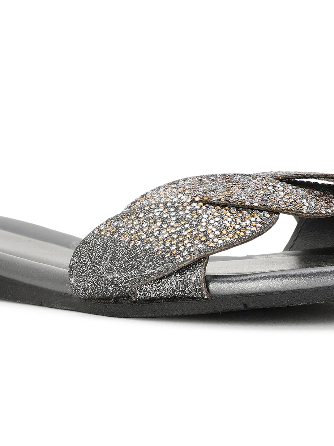 Bata Women's Gunmetal Casual Mule Flats - Gunmetal