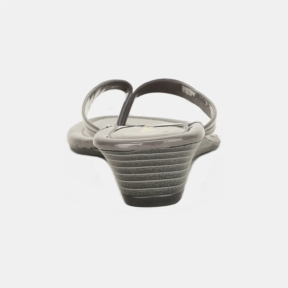 Bata Women Dark Grey Wedge Heel Thong Sandal