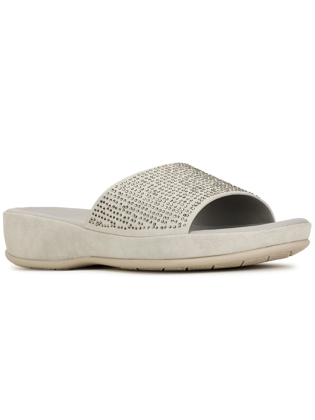Bata Comfit Women's Grey Wedge Heel Mule Sandals - Grey