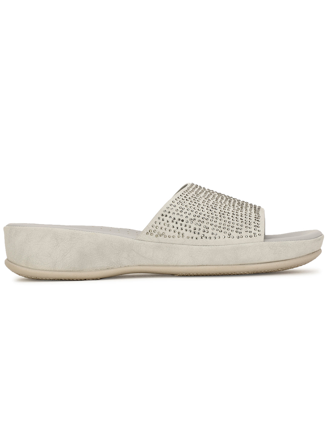 Bata Comfit Women's Grey Wedge Heel Mule Sandals - Grey