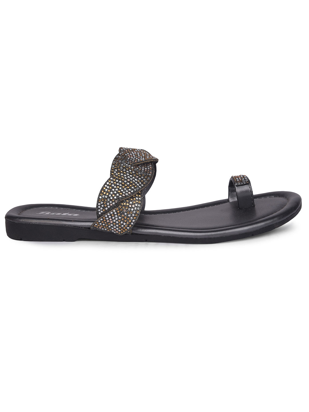 Bata Women Gunmetal Casual Toe Ring Flats - Gunmetal - View 2