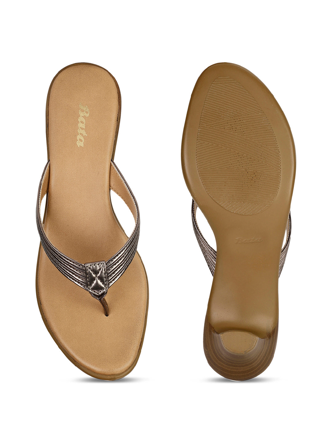 Bata Women Gunmetal Block Heel Thong Sandal - Gunmetal - View 4