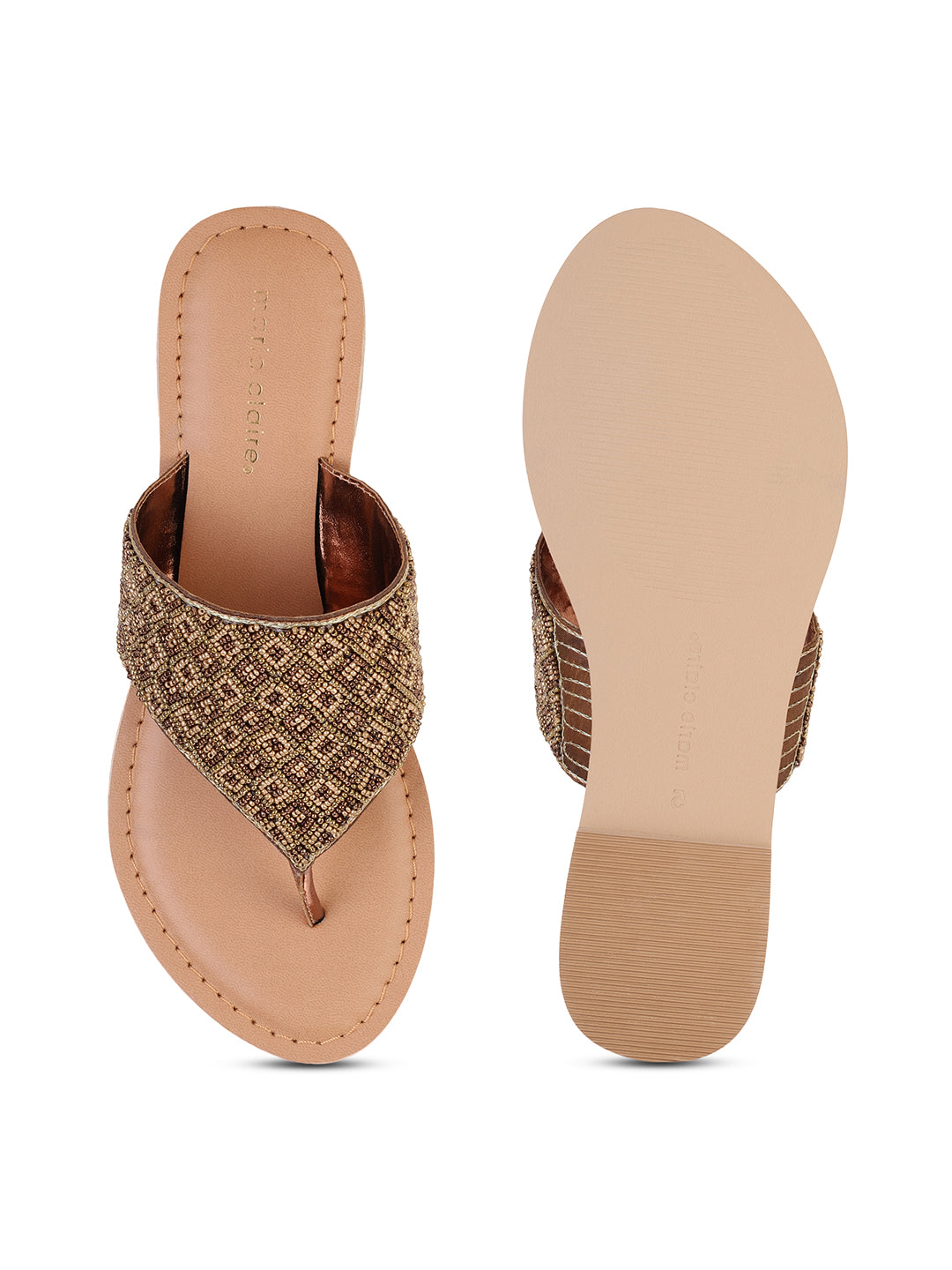 Marie Claire Women Tan Casual Thong Flats - Tan - View 4