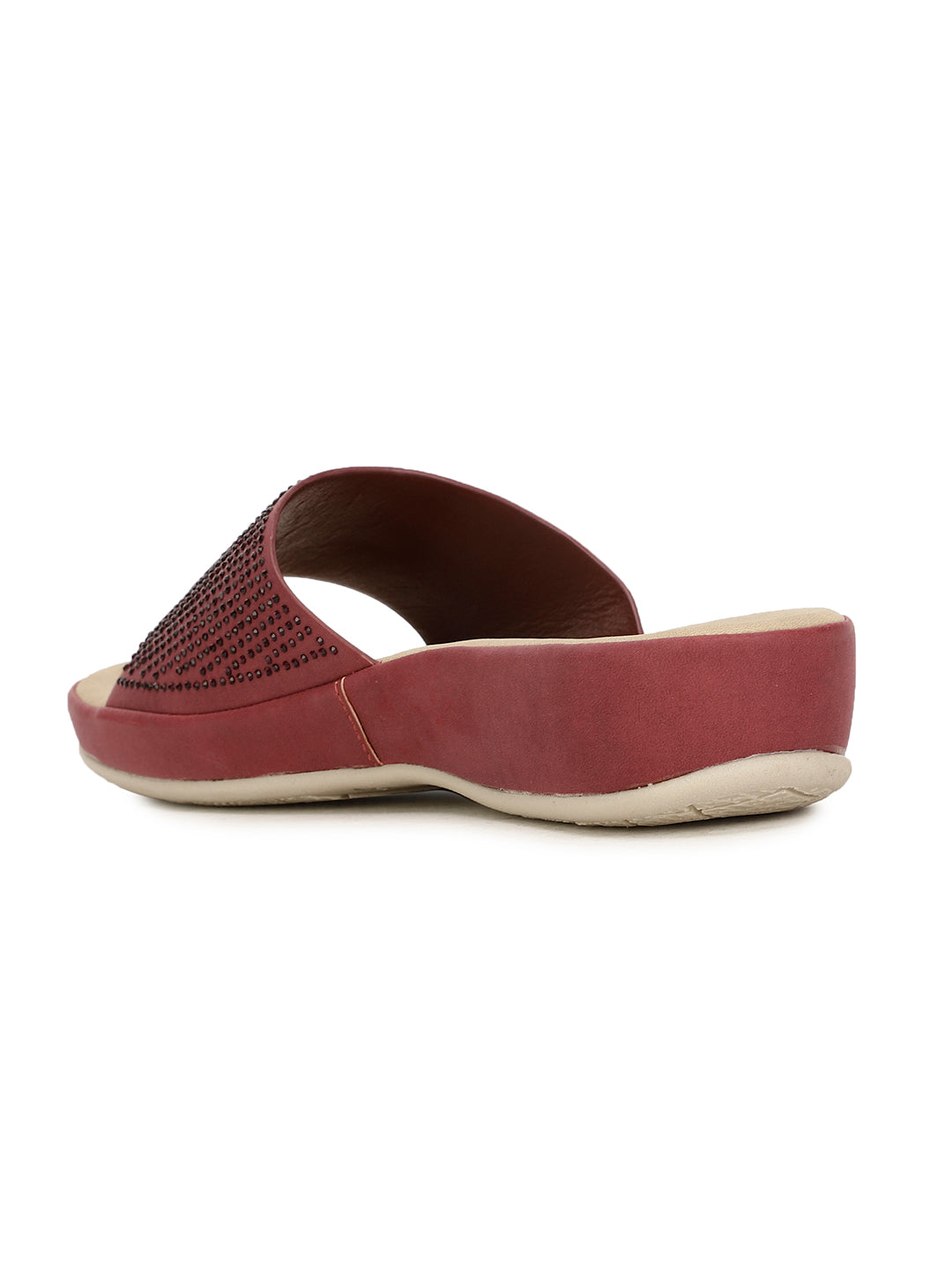 Bata Comfit Women Maroon Wedge Heel Mule Sandal - Maroon - View 3