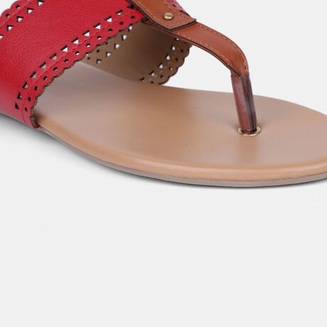 Bata Women Red Casual Thong Flats