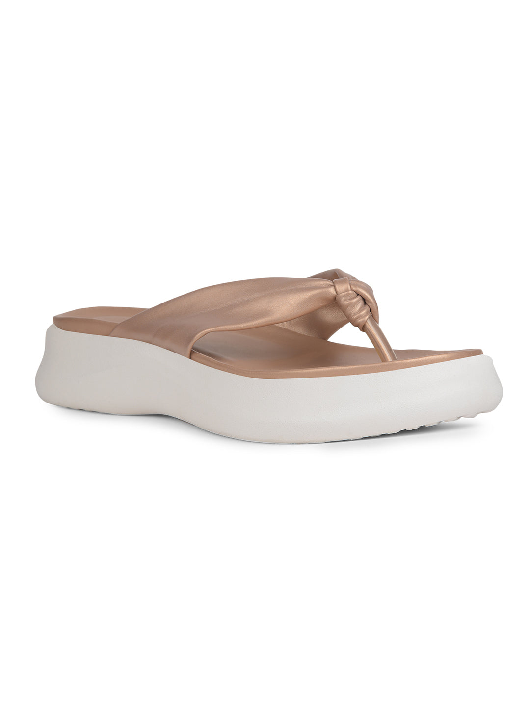 Bata Women Rose Gold Wedge Heel Thong Sandal - Rose Gold - View 1