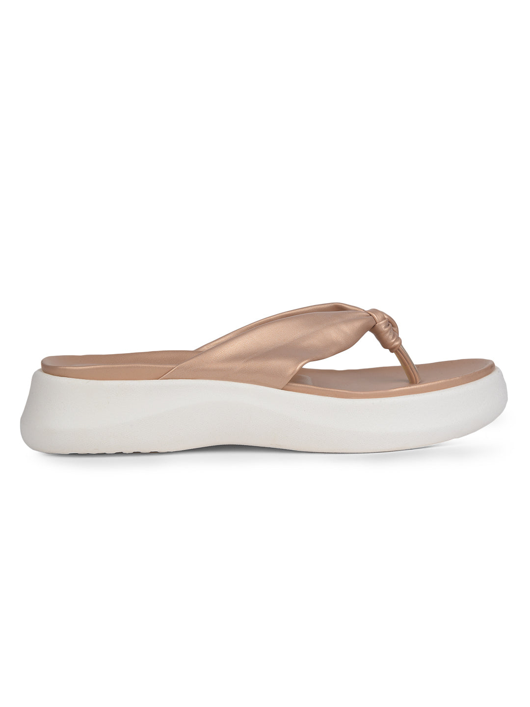 Bata Women Rose Gold Wedge Heel Thong Sandal - Rose Gold - View 2