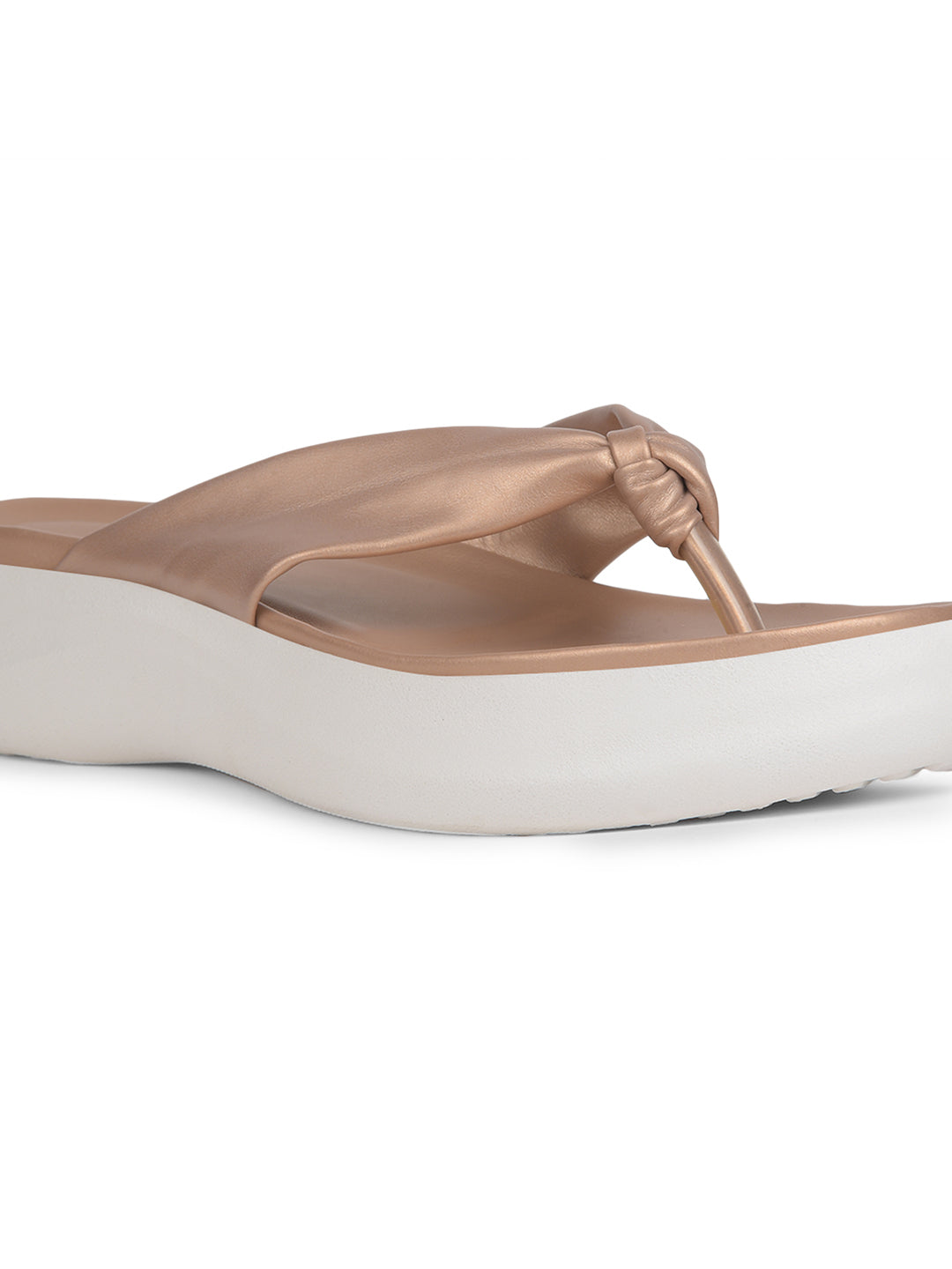 Bata Women Rose Gold Wedge Heel Thong Sandal - Rose Gold - View 5