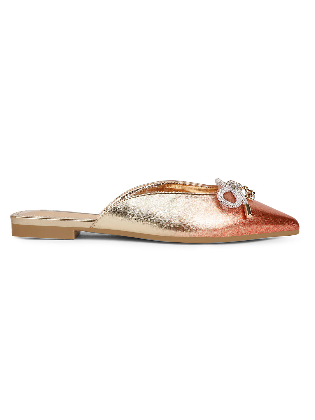Bata Women Rose Gold Pointed-Toe Mule Flats - Rose Gold - View 2