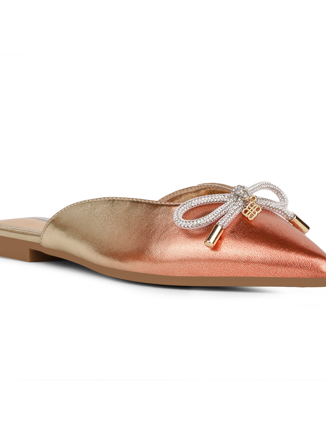 Bata Women Rose Gold Pointed-Toe Mule Flats - Rose Gold - View 5
