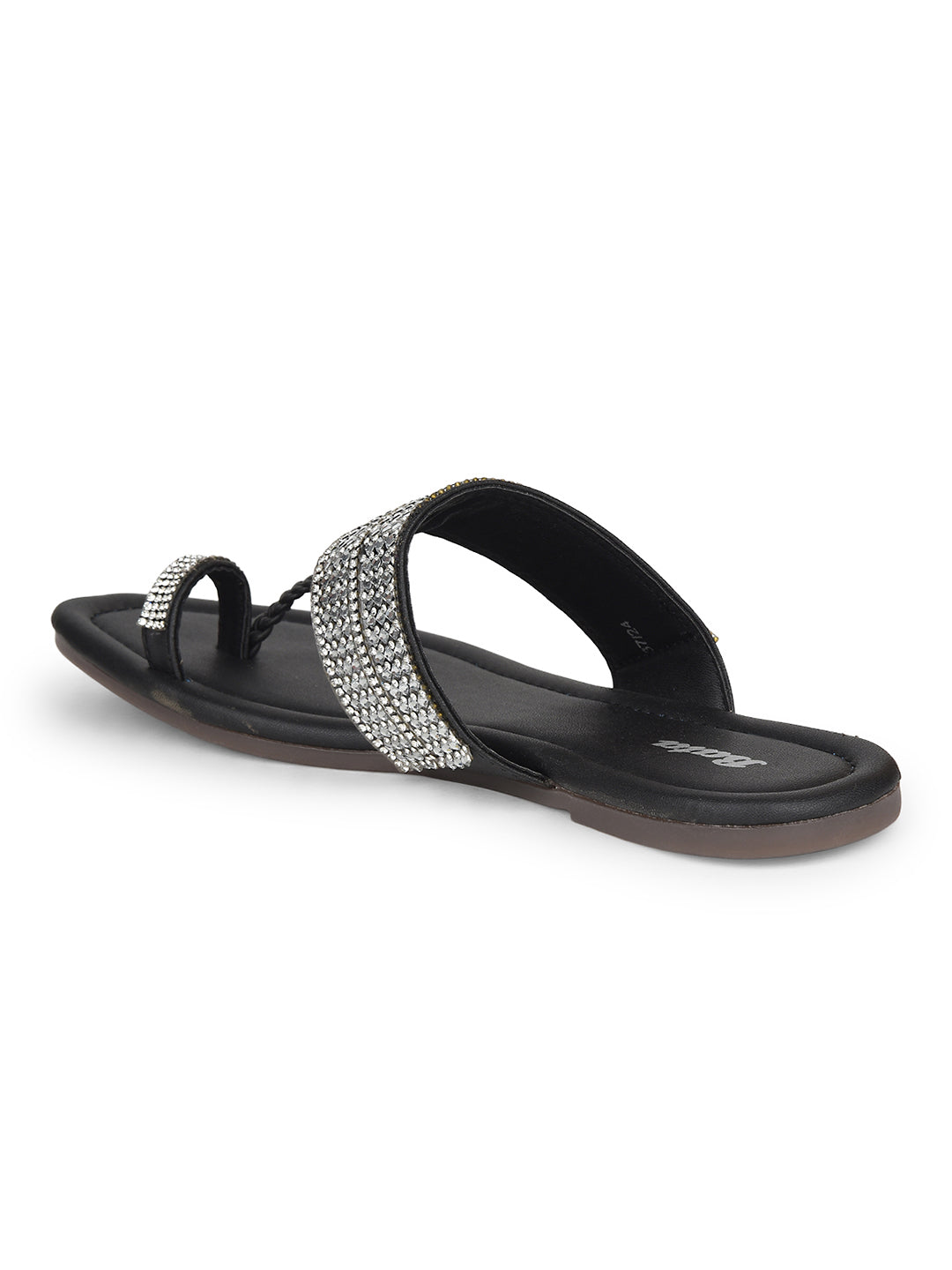 Bata Women's Black Casual Toe Ring Flats - Black