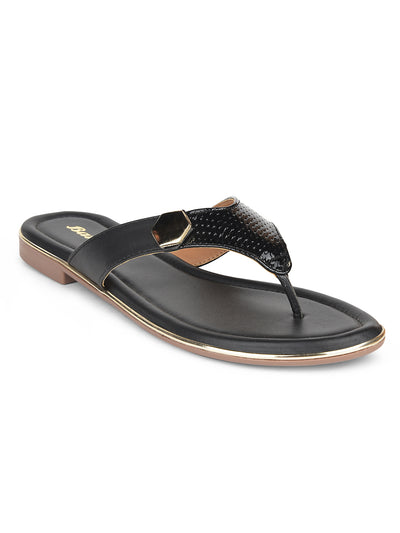 Bata Women's Black Casual Thong Flats - Black