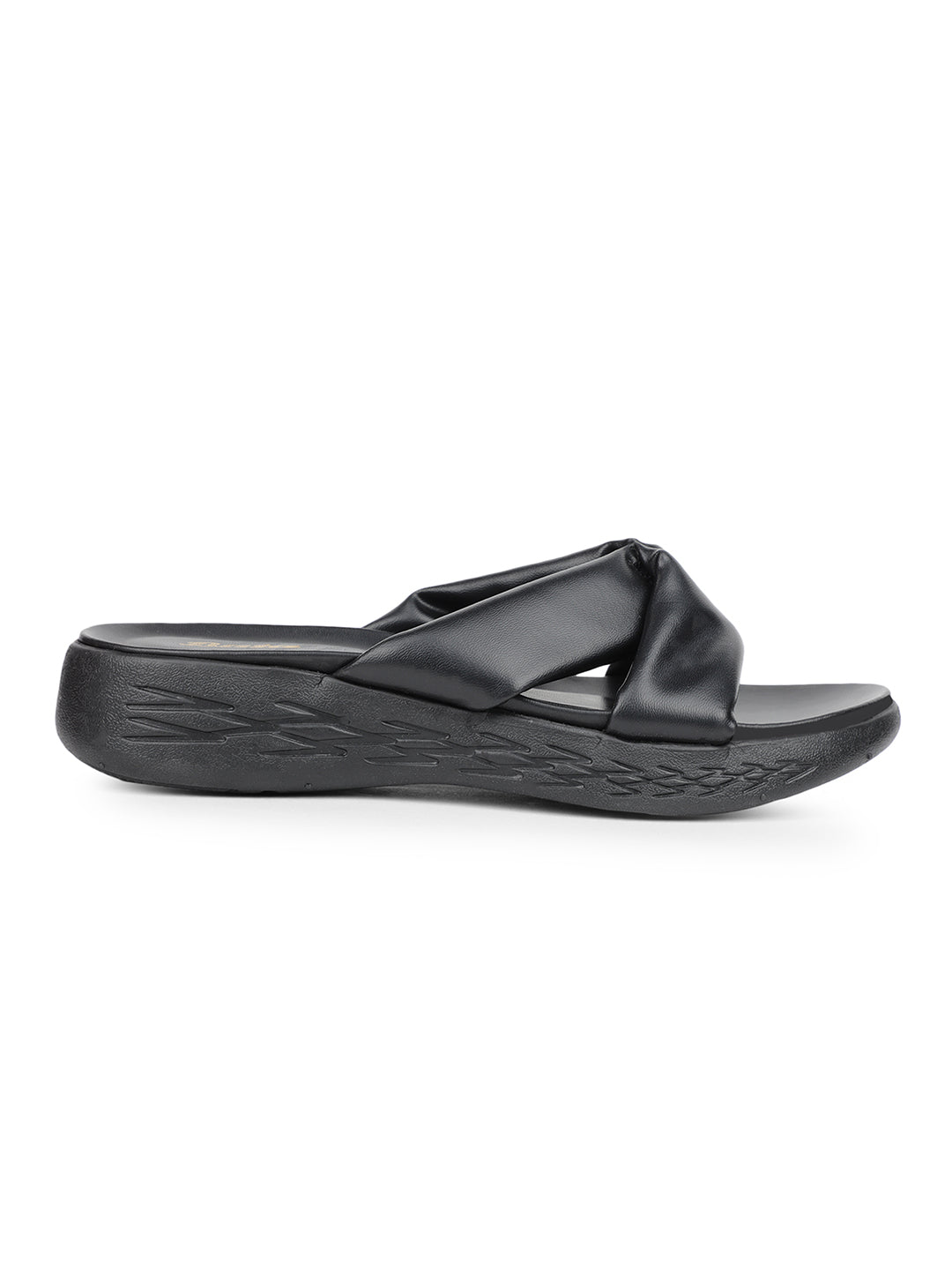 Bata Women Black Wedge Heel Mule Sandal - Black - View 2