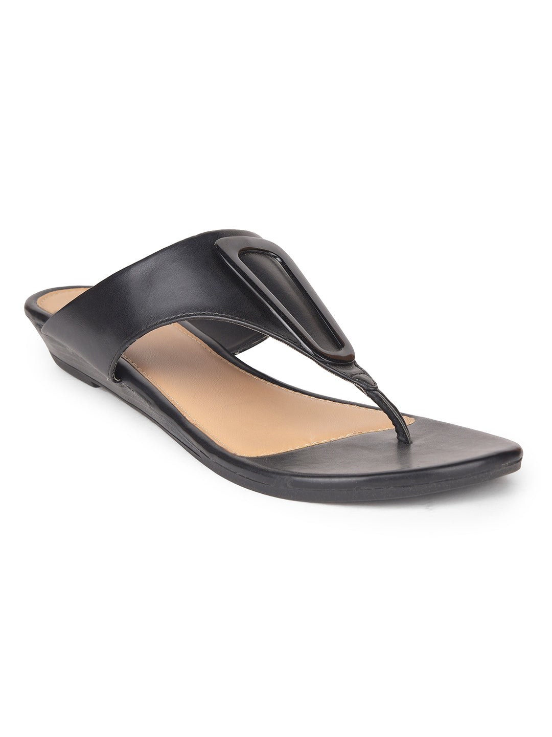 Bata Women Black Wedge Heel Thong Sandal - Black - View 1