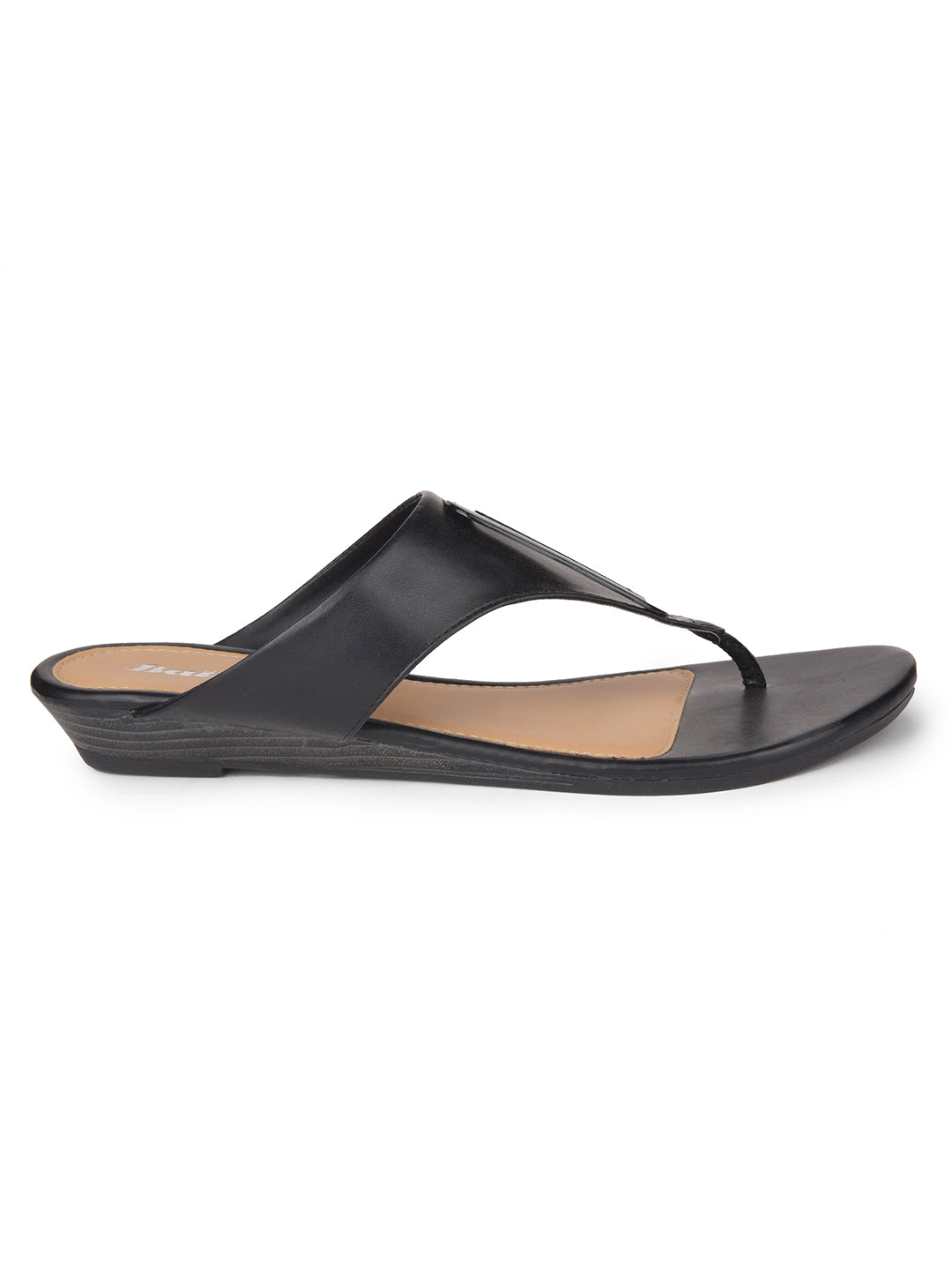 Bata Women Black Wedge Heel Thong Sandal - Black - View 2