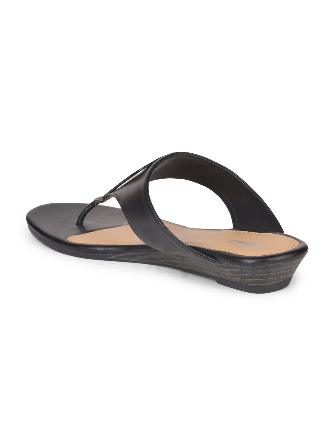 Bata Women Black Wedge Heel Thong Sandal - Black - View 3