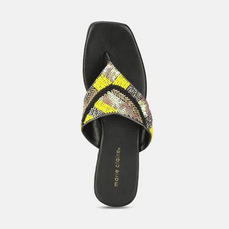 Marie Claire Women Black Casual Thong Flats
