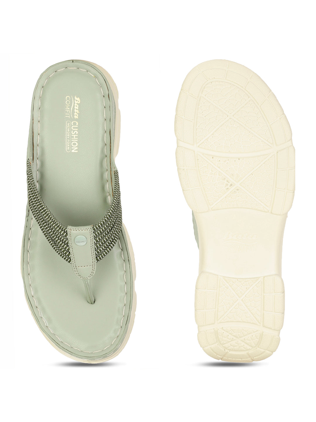 Bata Comfit Women Light Green Wedge Heel Thong Sandal - Light Green - View 4