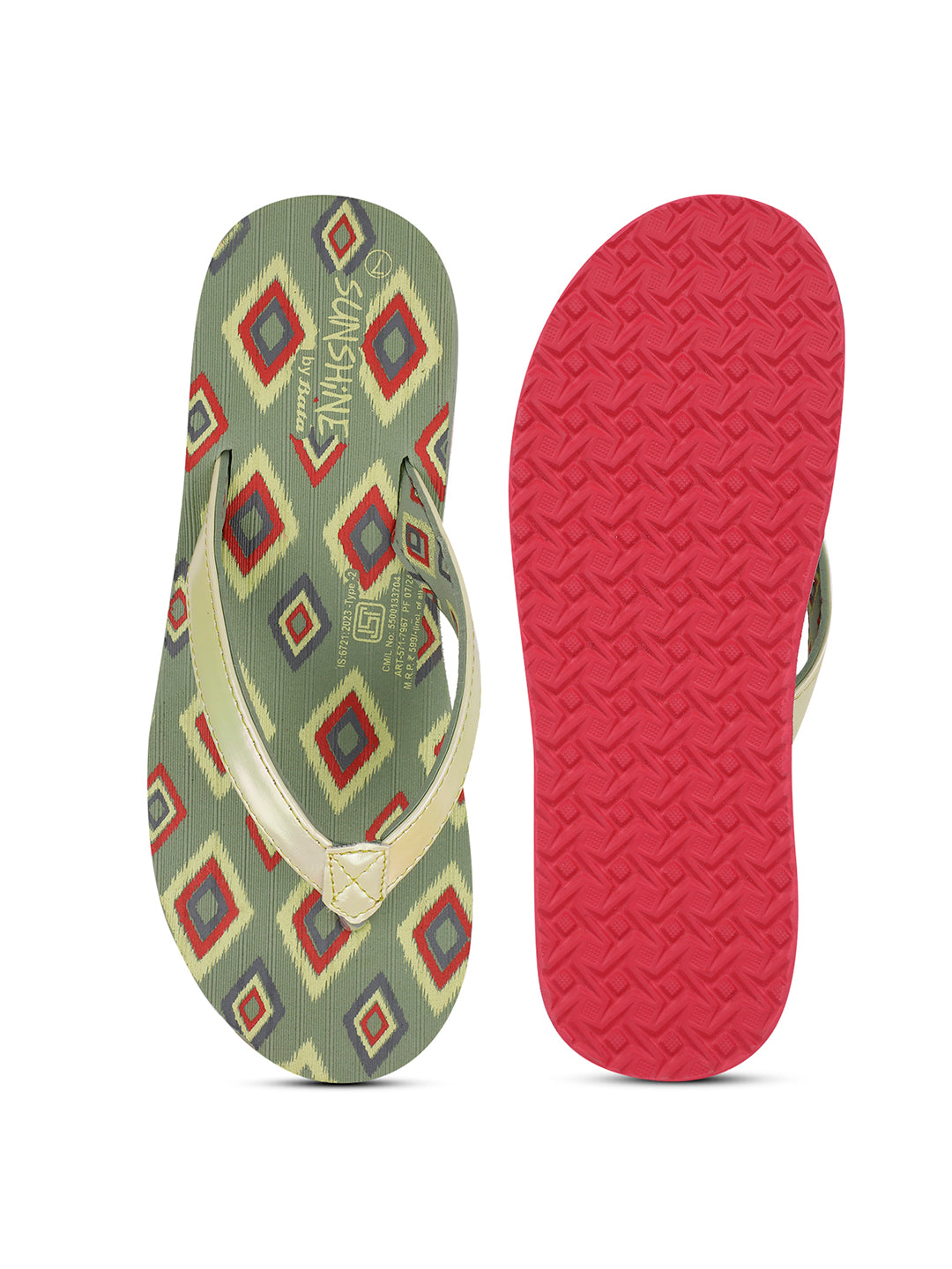Bata Women Light Green Casual Flip-Flop - Light Green - View 4