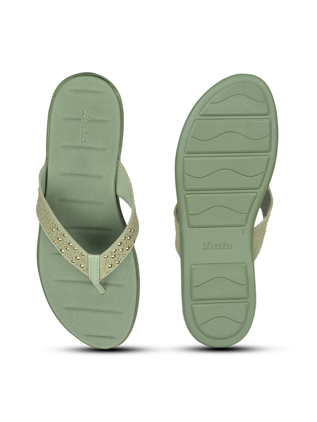 Bata Women Light Green Casual Thong Flats - Light Green - View 4