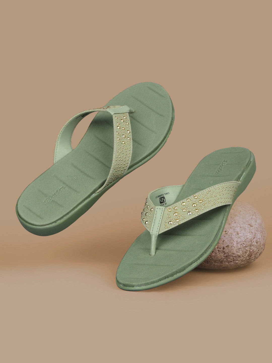 Bata Women Light Green Casual Thong Flats - Light Green - View 6