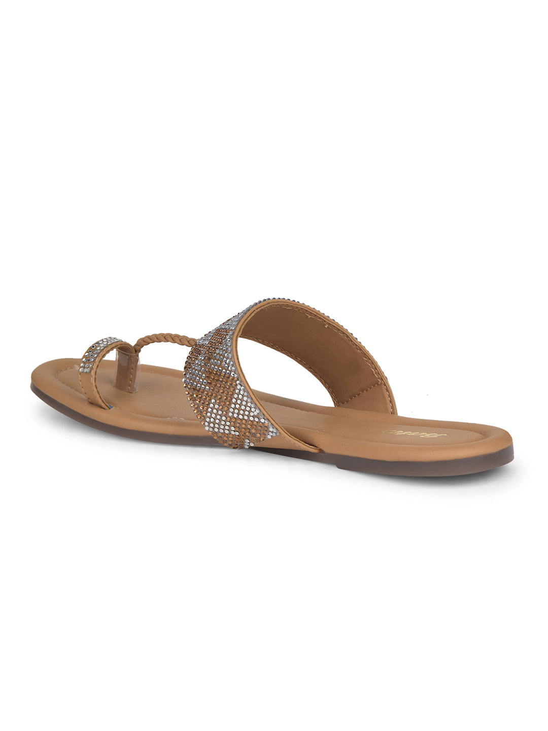 Bata Women's Gold Festive Toe Ring Flats - Gold