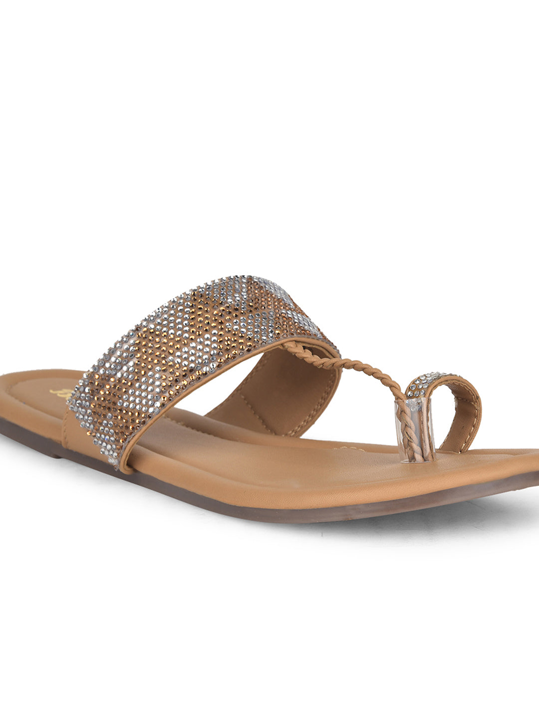 Bata Women's Gold Festive Toe Ring Flats - Gold