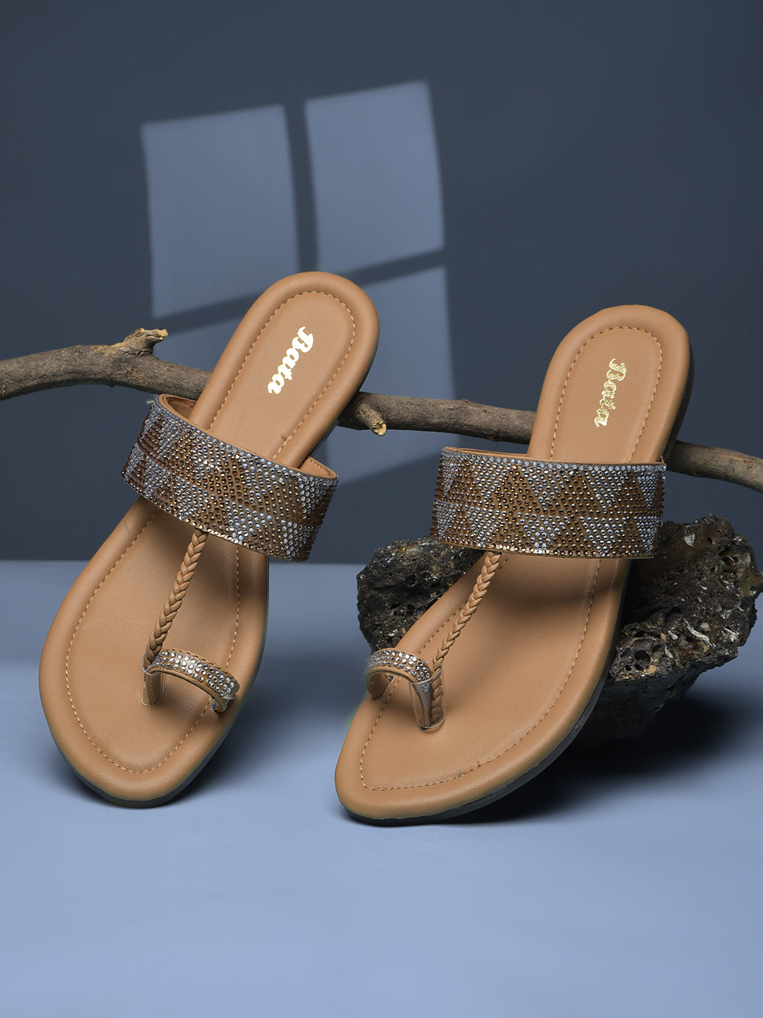 Bata Women's Gold Festive Toe Ring Flats - Gold