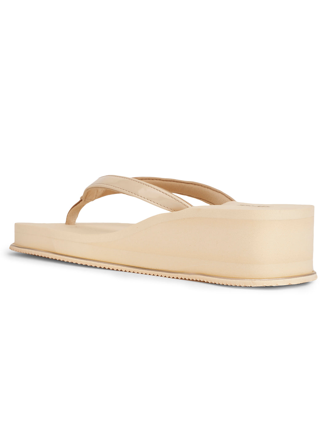 Bata Women Beige Wedge Heel Thong Sandal - Beige - View 3