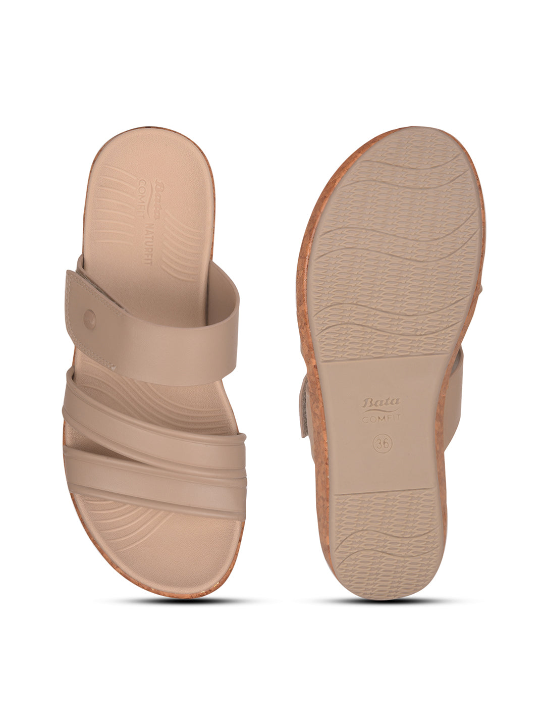 Bata Comfit Women Beige Wedge Heel Mule Sandal - Beige - View 4
