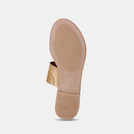 Bata Women Gold Casual Toe Ring Flats