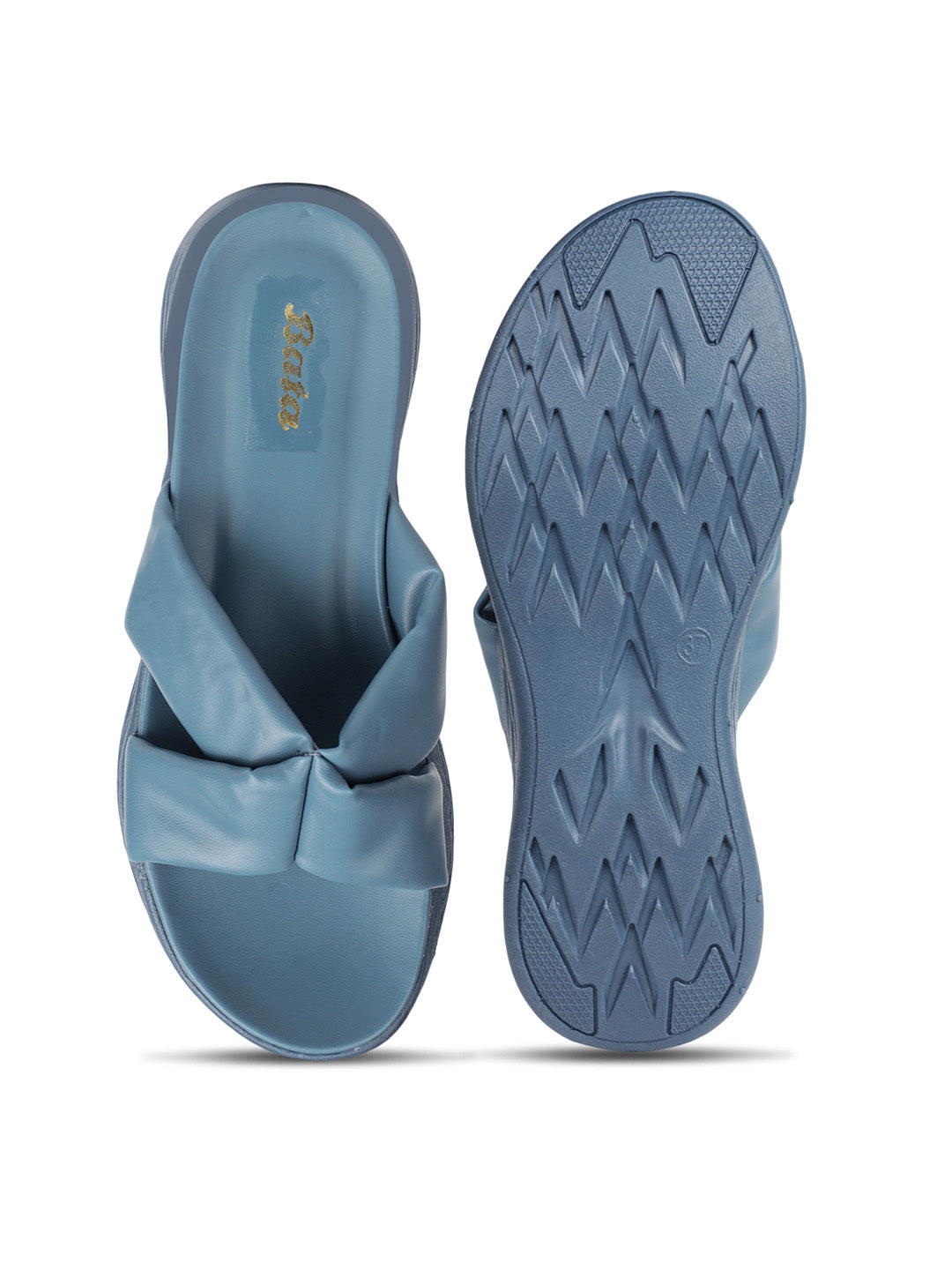 Bata Women's Blue Wedge Heel Mule Sandals - Blue