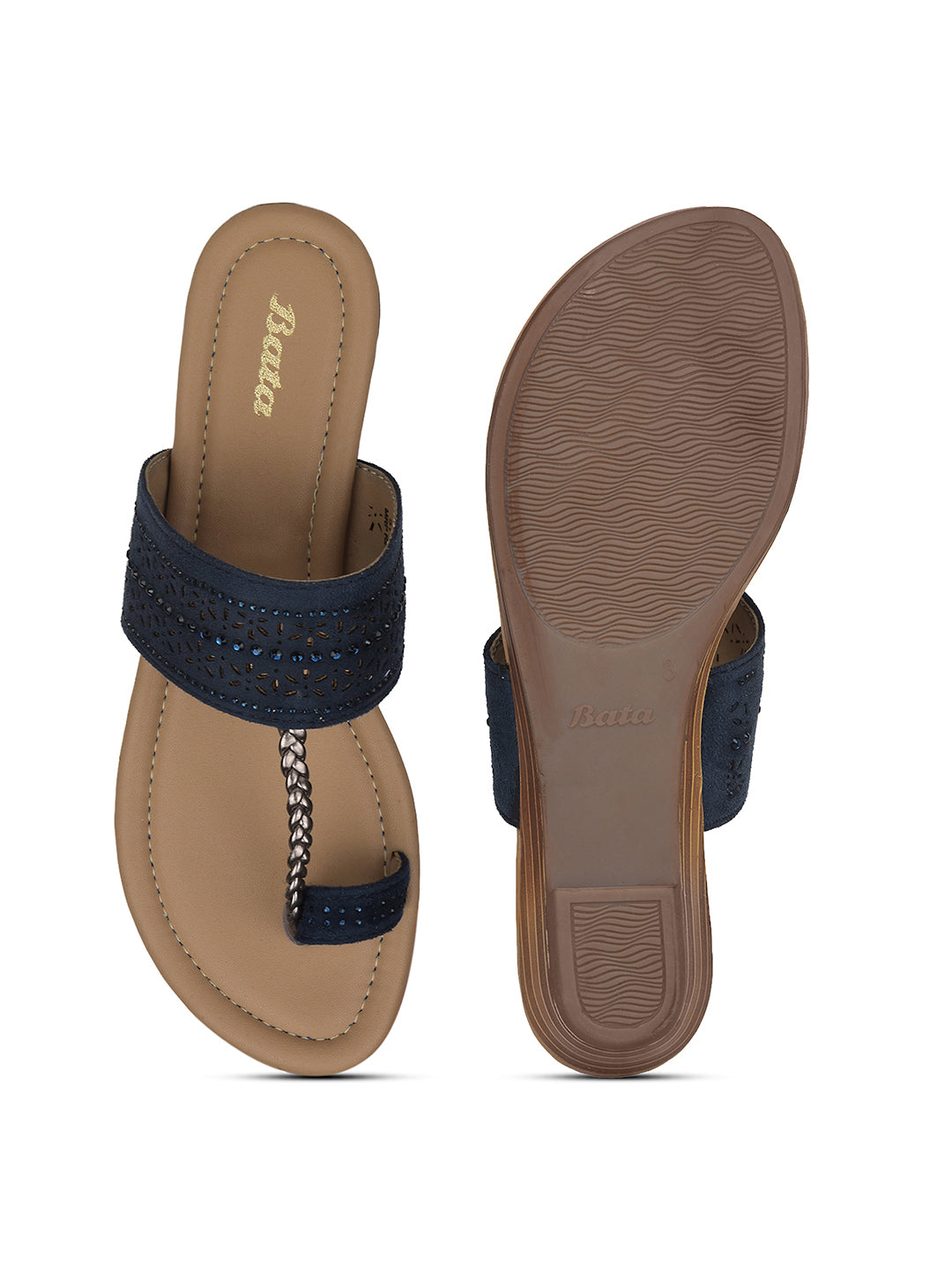Bata Women's Turquoise Blue Ethnic Toe Ring Flats - Turquoise Blue