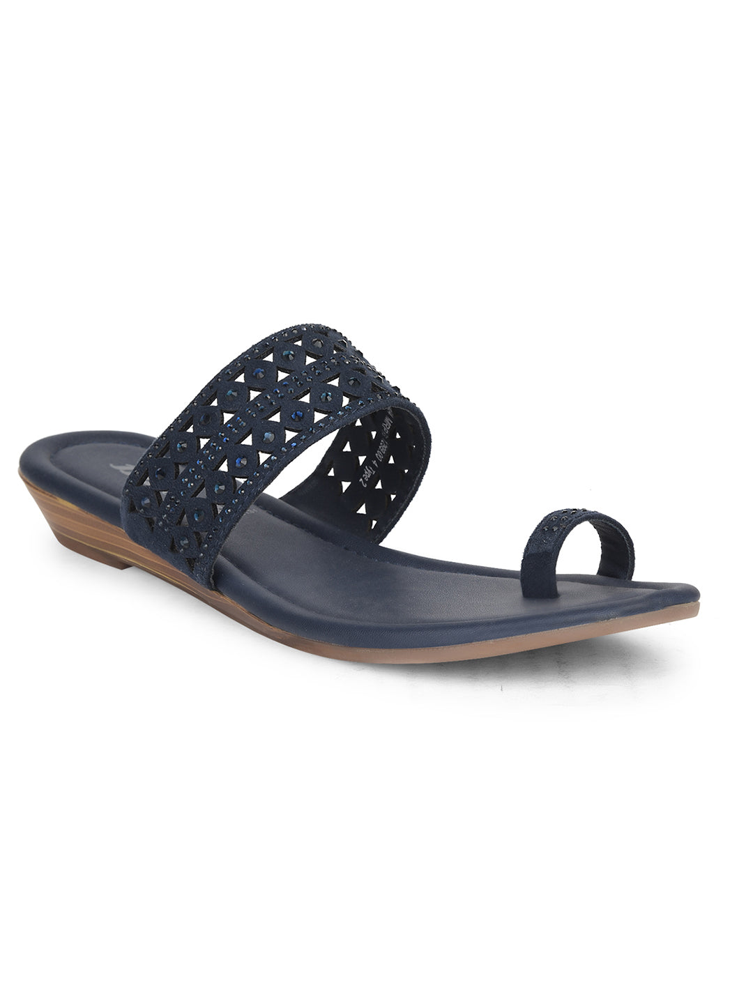Bata Women's Navy Ethnic Toe Ring Flats - Navy