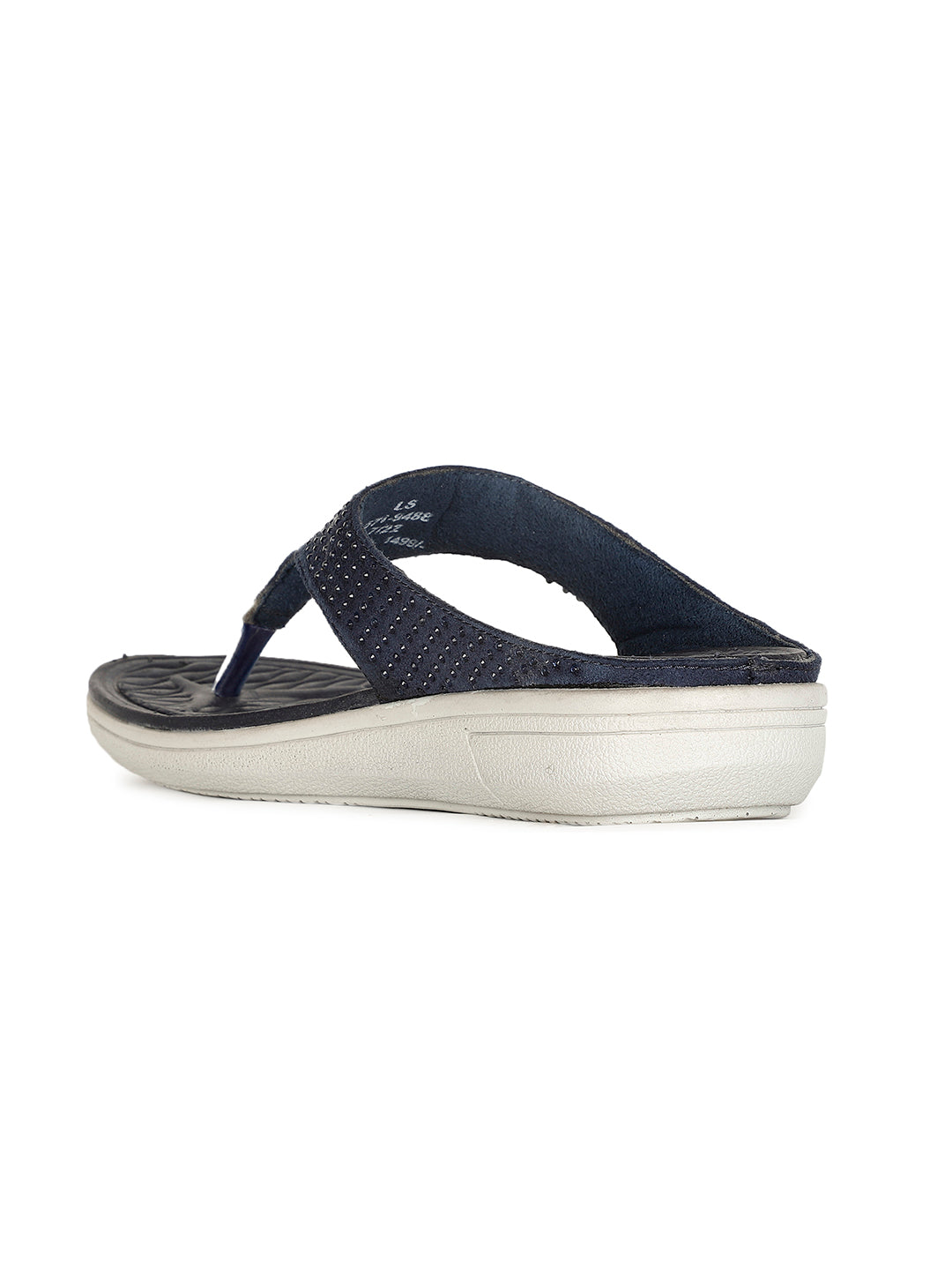 Bata Comfit Women's Navy Wedge Heel Thong Sandals - Navy