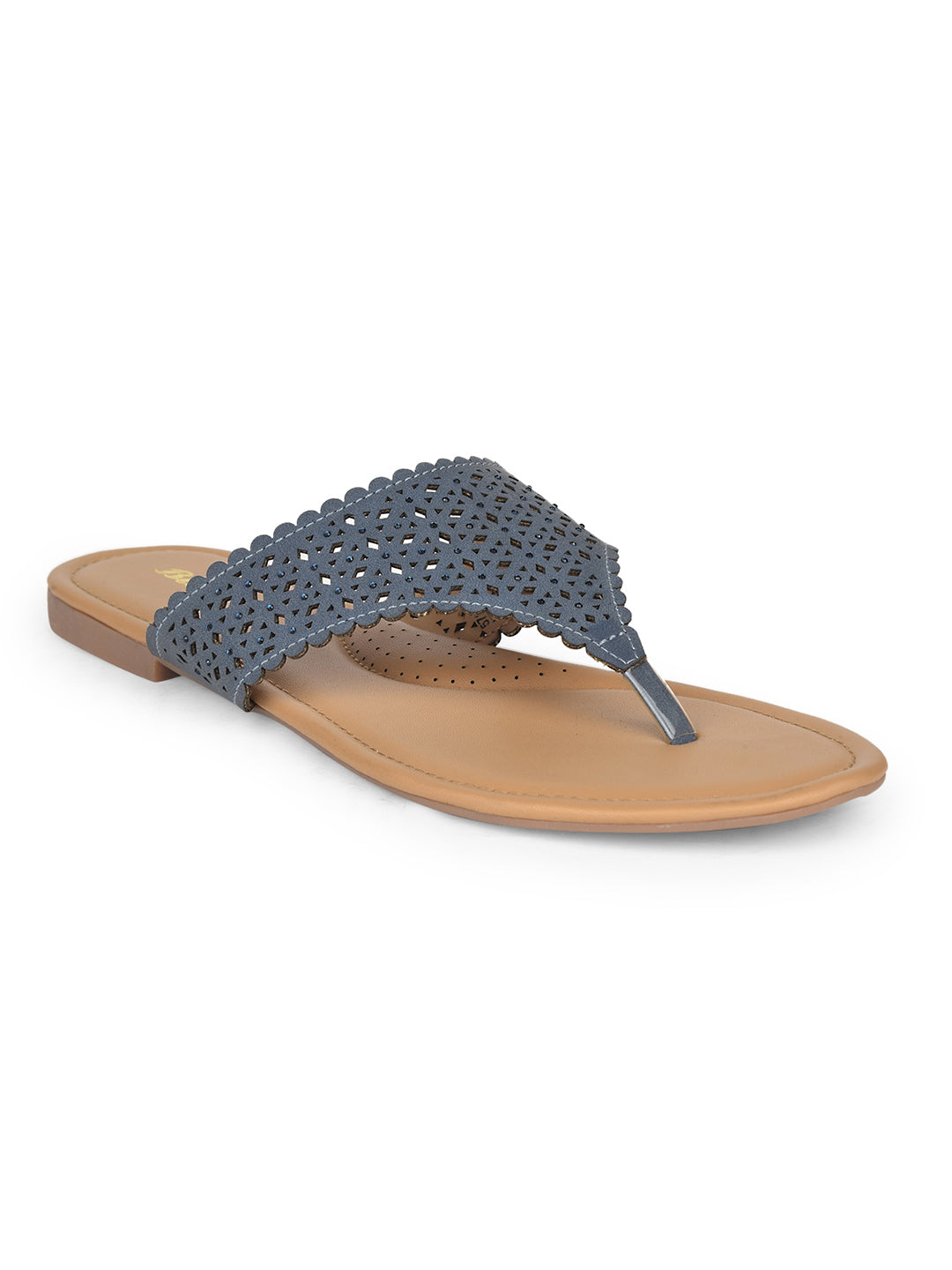 Bata Women's Blue Casual Thong Flats - Blue