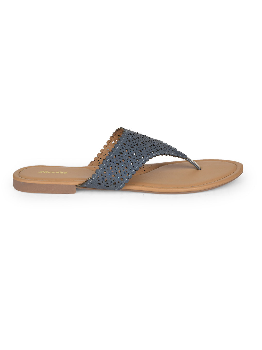 Bata Women's Blue Casual Thong Flats - Blue