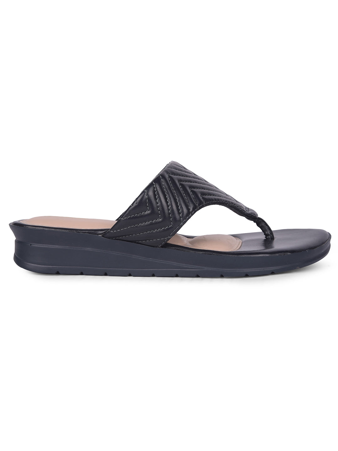 Bata Women Navy Blue Wedge Heel Thong Sandal - Navy Blue - View 2
