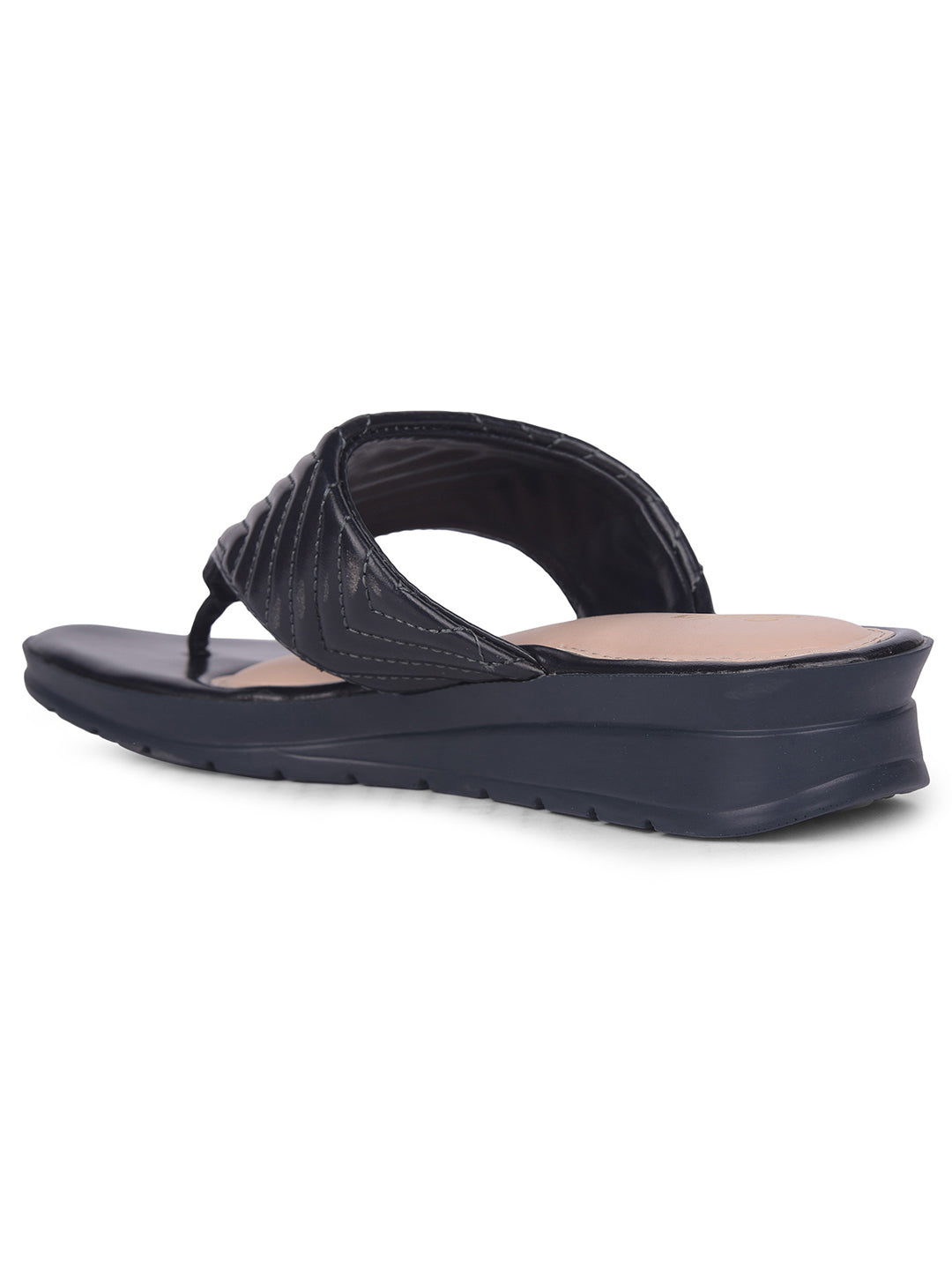 Bata Women Navy Blue Wedge Heel Thong Sandal - Navy Blue - View 3