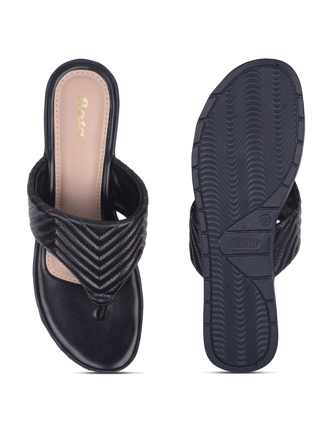 Bata Women Navy Blue Wedge Heel Thong Sandal - Navy Blue - View 4