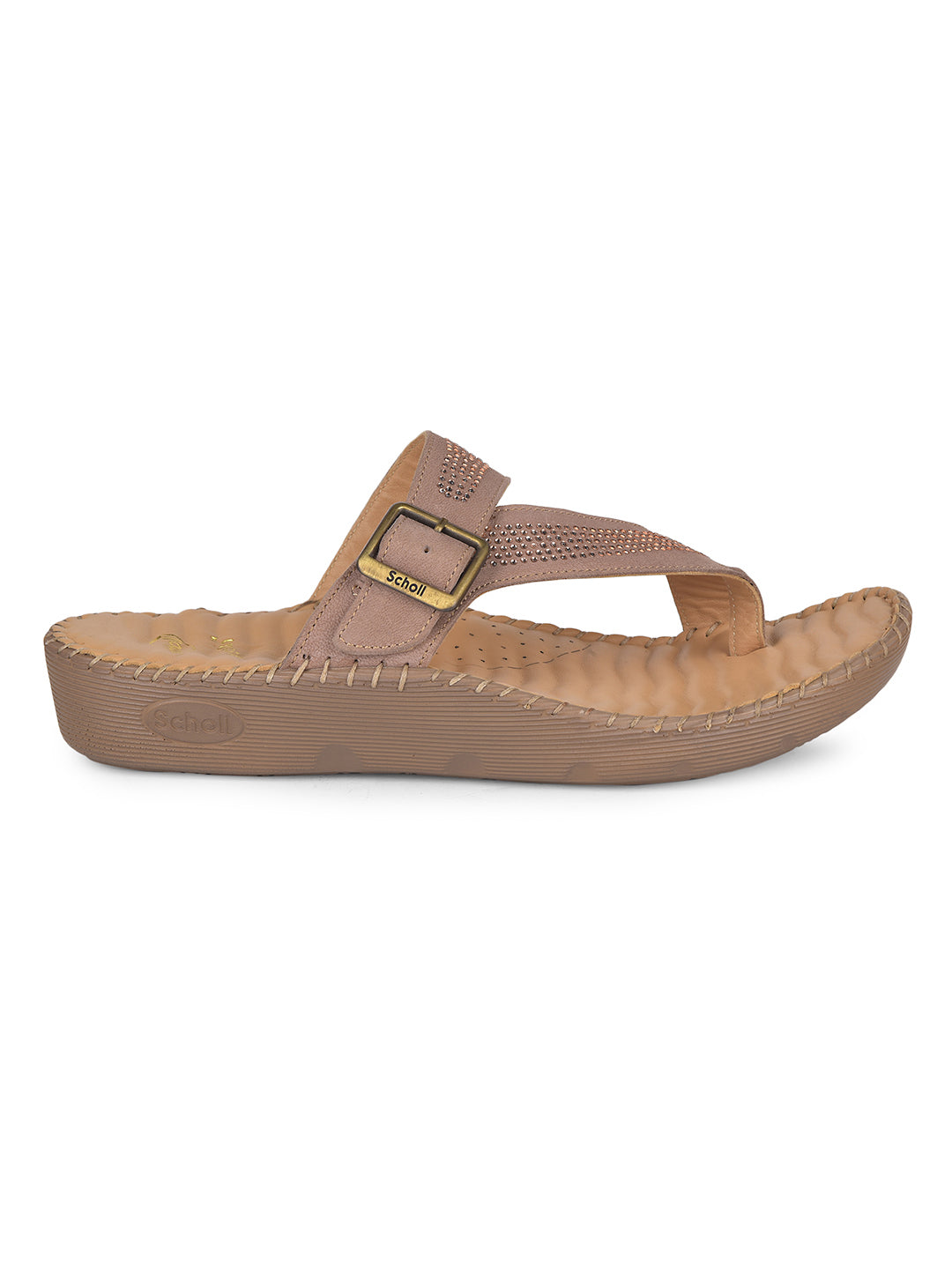 Scholl Women Tan Wedge Heel Toe Ring Sandal - Tan - View 2
