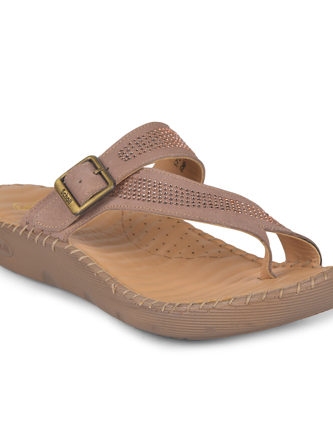 Scholl Women Tan Wedge Heel Toe Ring Sandal - Tan - View 5
