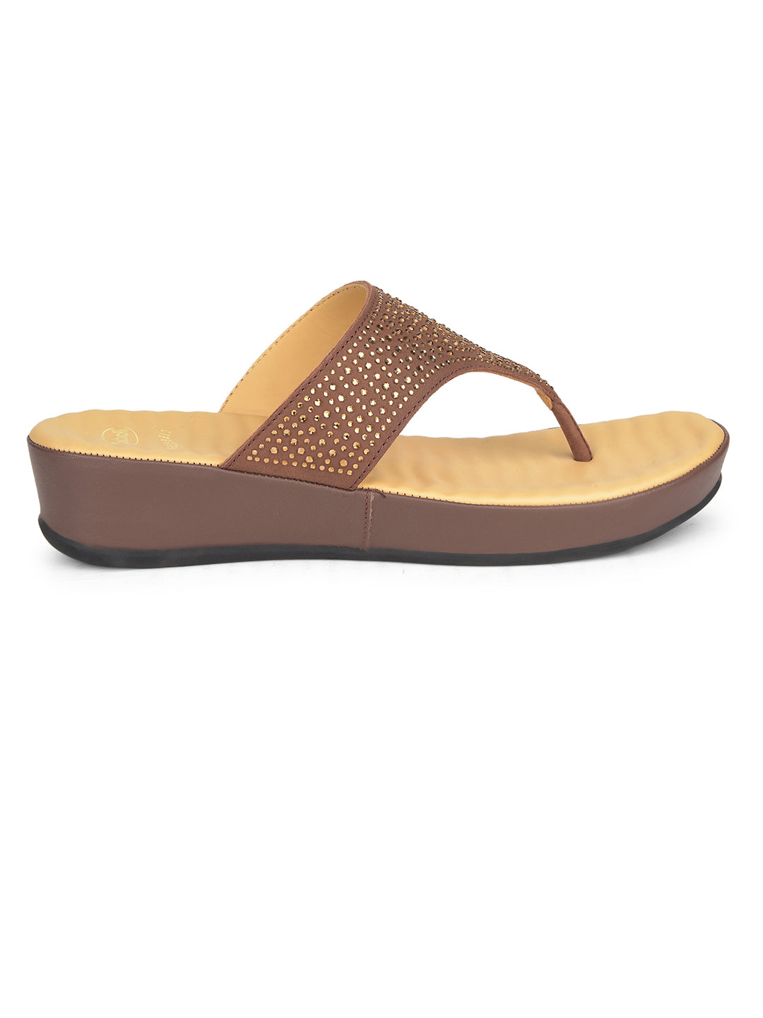 Scholl Women Brown Wedge Heel Thong Sandal - Brown - View 2