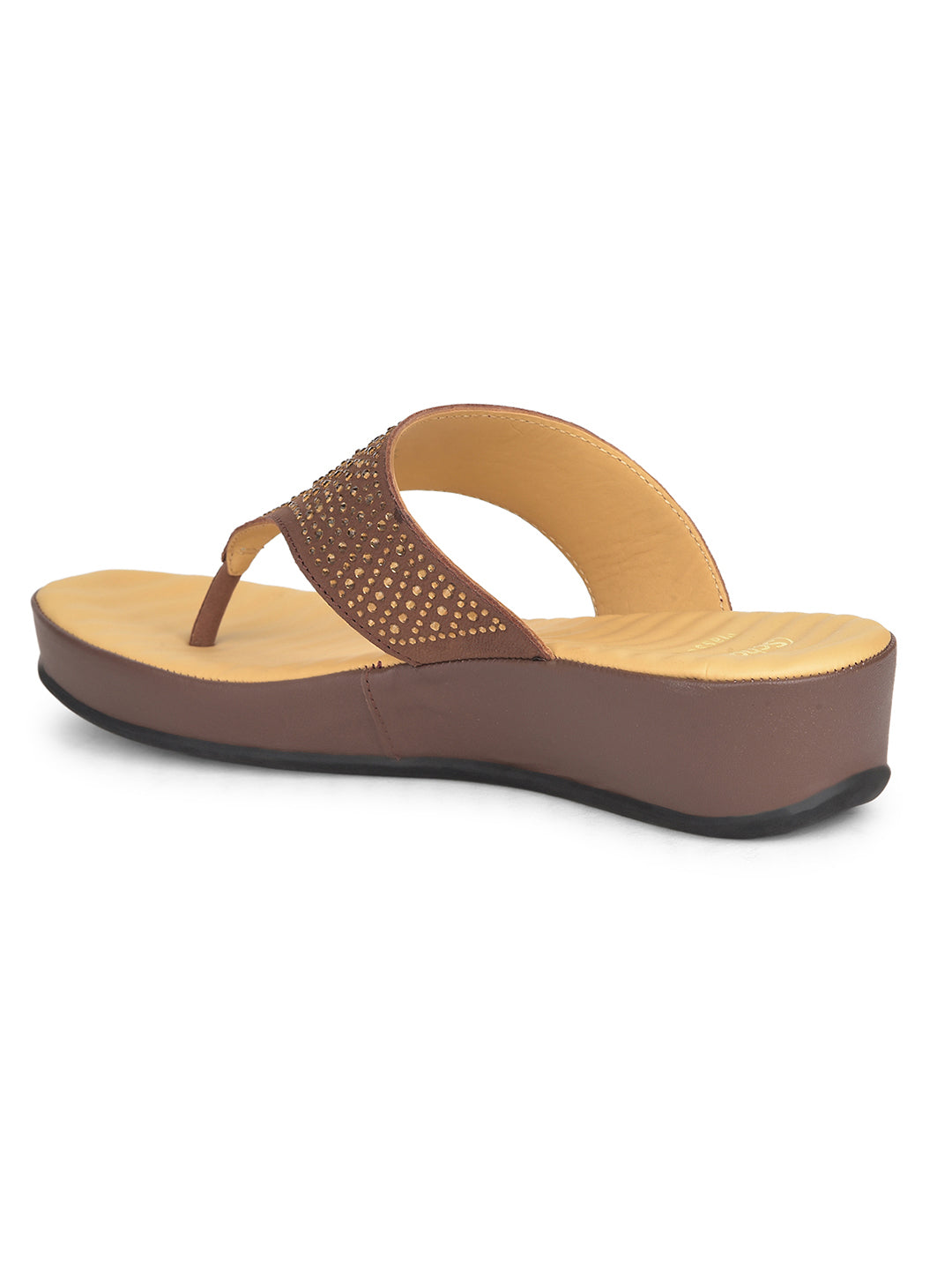 Scholl Women Brown Wedge Heel Thong Sandal - Brown - View 3