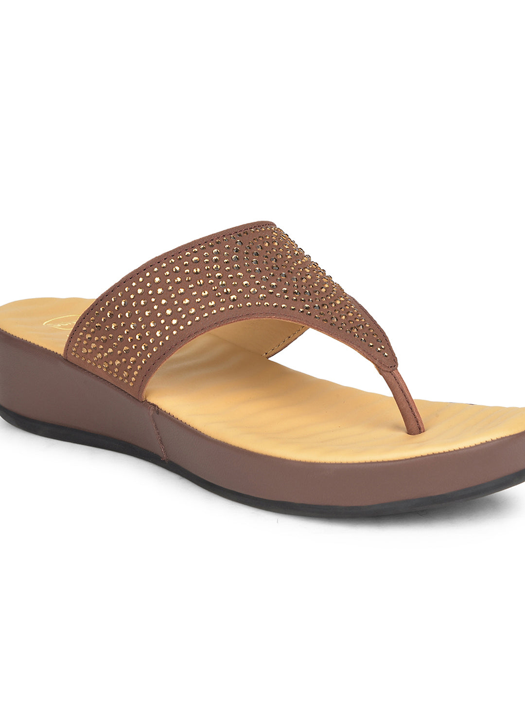 Scholl Women Brown Wedge Heel Thong Sandal - Brown - View 5