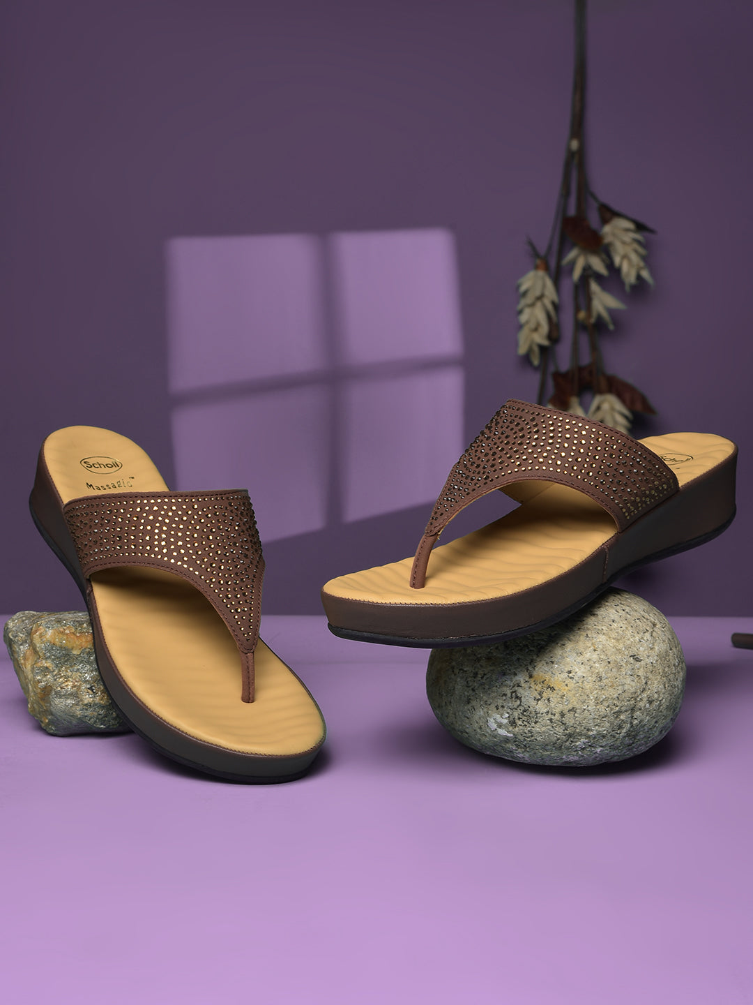 Scholl Women Brown Wedge Heel Thong Sandal - Brown - View 6