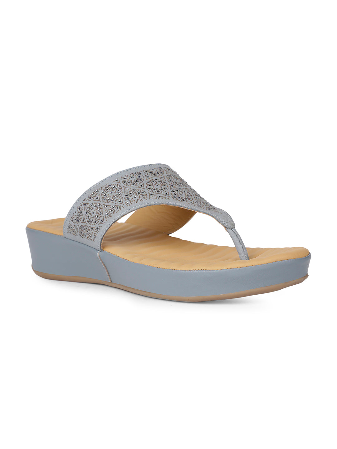 Scholl Women Blue Wedge Heel Thong Sandal - Blue - View 1